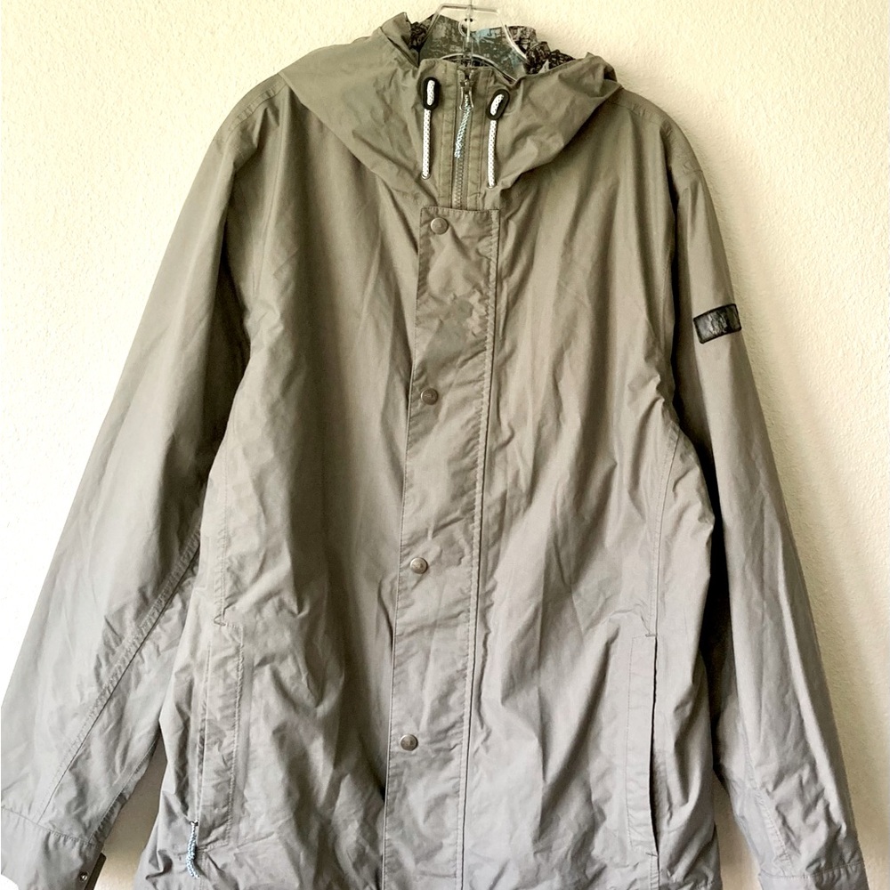 Men’s The North Face Grey Nylon Polyester Windbreak Waterproof Hood Parka Sz L
